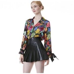 Alice + Olivia Randa Botanical Garden Blouse Sz Sm New